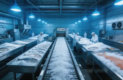 Seafood processing flake ice system